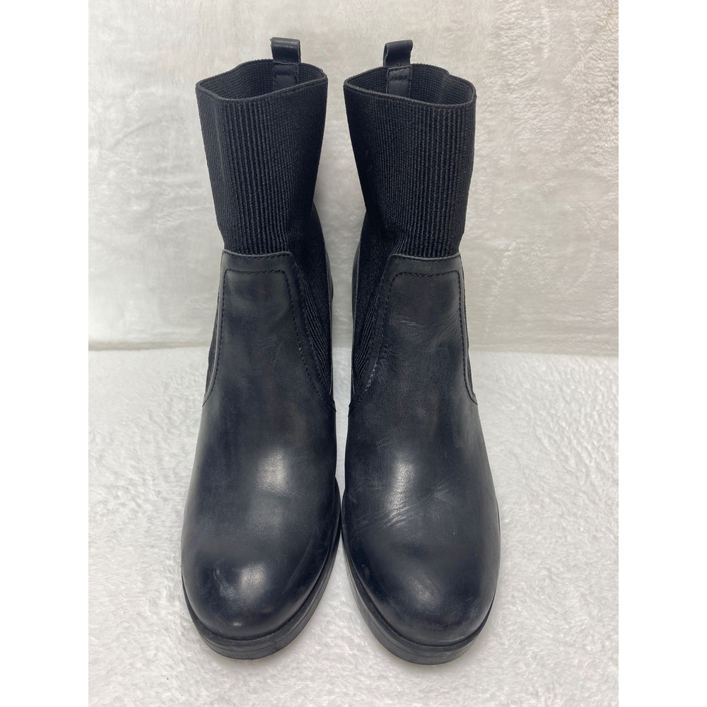 Crown Vintage Adventure Block Heel Black Leather Classic Chelsea Boots Size‎ 9.5